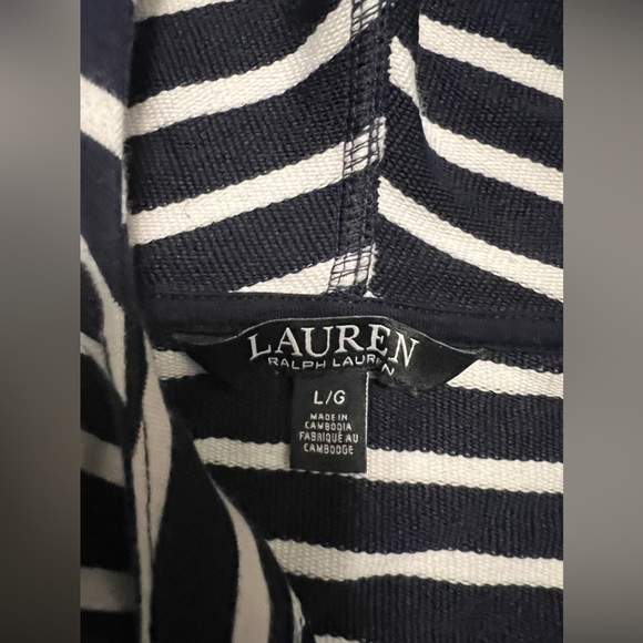 Lauren Ralph Lauren Navy/White Stripe Hooded Sweatshirt - Picture 3 of 6